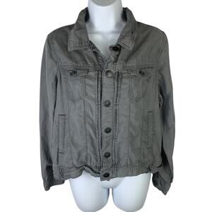 Tahari 100% Lyocell Snap Button Front Gray Jacket sz M